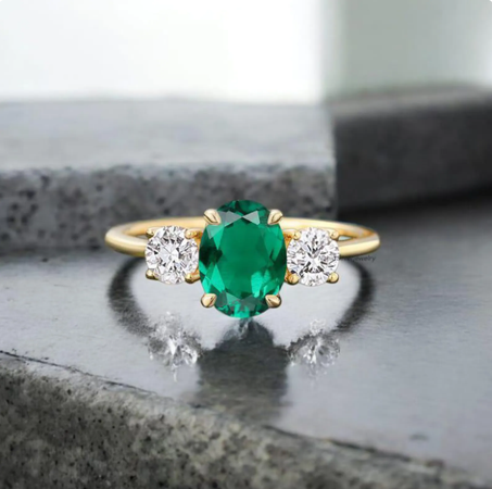 خاتم زمرد | مجوهرات من الأحجار الكريمة الخضراء، خاتم زهور من الفضة الإسترلينية 925، هدية وعد وذكرى سنوية