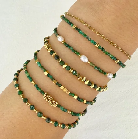 Bracelet en acier inoxydable avec pierres EMERALD