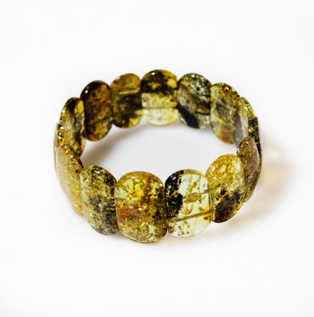 Bracelet d'ambre vert véritable