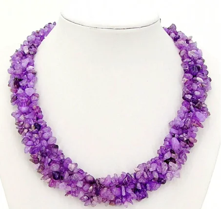 collier véritable améthyste naturelle