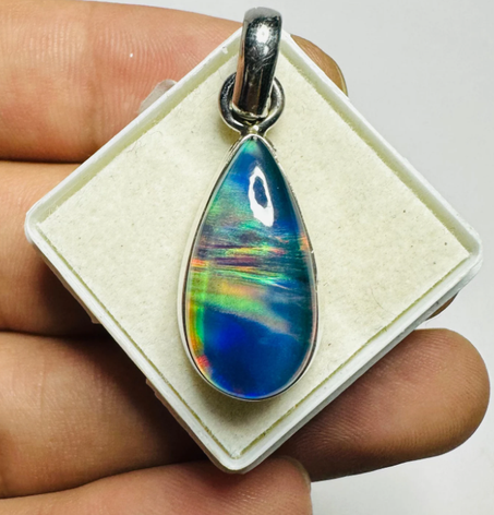 قلادة فضية من حجر الأوبال الشفقي AAA+، قلادة من الفضة الإسترلينية 925، قلادة من حجر الأوبال الناري، مجوهرات صغيرة، هدية لها، هدية عيد ميلاد