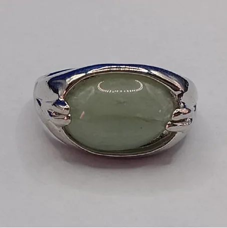 خاتم من حجر اليشم الطبيعي الأصلي للرجال والنساء