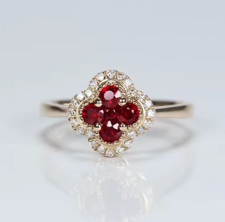 خاتم قابل للتعديل من الفضة والألماس الصناعي بتصميم من و ياقوت المختبر