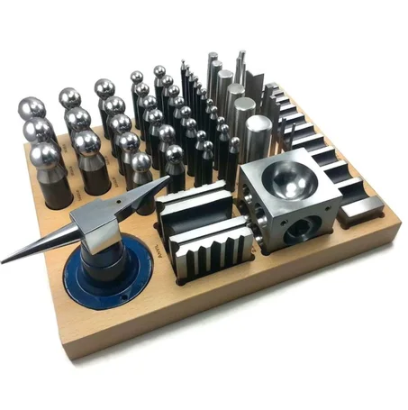 Ensemble Complet Bouterolles à Emboutir 55 Pièces | Kit Bijouterie avec Enclumes et Bigorne