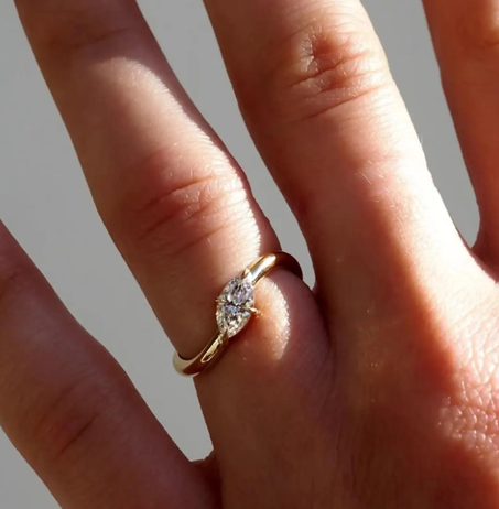 خاتم ألماس فريد بقطع ماركيز | خاتم خطوبة من الذهب الأصفر عيار 10/14/18 قيراط | هدية رقيقة لذكرى الزواج للنساء | هدية أنيقة لخطوبة الزواج