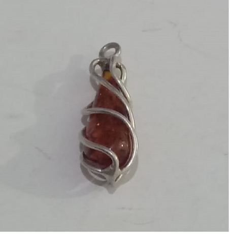 قلادة فضة 925 مع حجر كهرمان حر Pendentif ambre