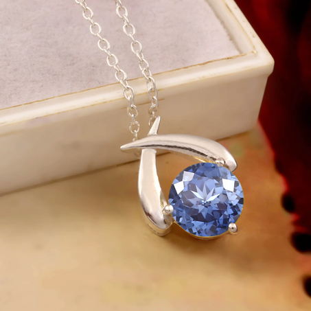 قلادة مثالية من الياقوت الأزرق السيلاني AAA: فضة إسترليني عيار 925، 10 × 10 مم، قلادة خطوبة، هدية اقتراح.