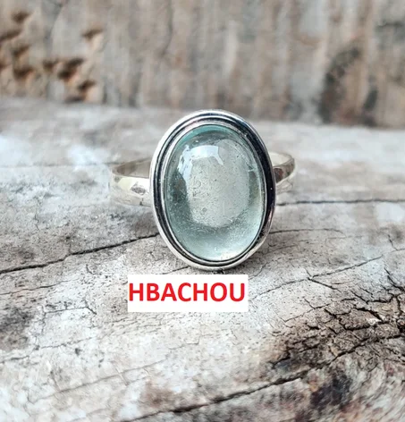 خاتم مصنوع يدويًا من حجر الزبرجد، فضة إسترليني عيار 925