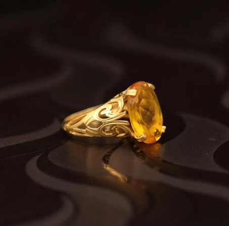 خاتم ذهب مطلي بحجر السترين، مجوهرات من أحجار كريمة لشهر نوفمبر