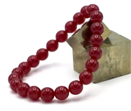 سوار من الياقوت AAA  Bracelet Rubis AAA, perle ronde 8 mm