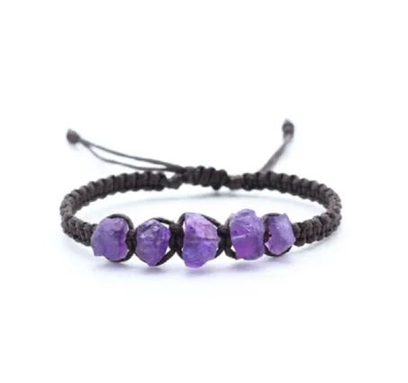 Bracelet en pierres améthystes bruts