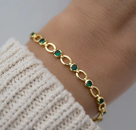 Bracelet émeraude, bracelet tennis émeraude