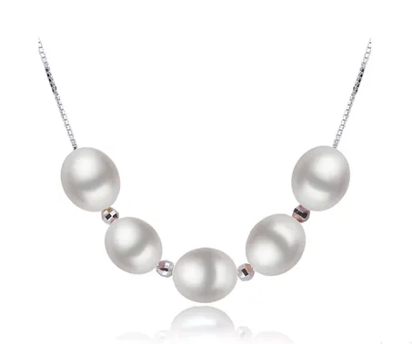 قلادة فضة مع لؤلؤ طبيعي ملون لفتاة