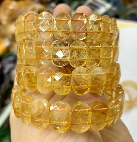 Bracelet en pierre Citrine jaune naturelle pour homme et femme, bijoux en pierres précieuses