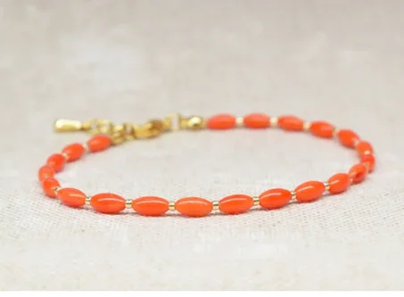 Bracelet corail rouge orange