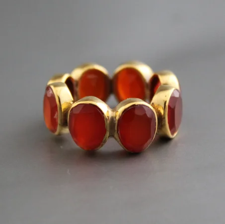 خاتم عقيق أحمر، خاتم مميز، خاتم كوكتيل، خاتم حجر الميلاد، خاتم برتقالي مصقول، خاتم سوليتير، خاتم قابل للتكديس، هدية لها