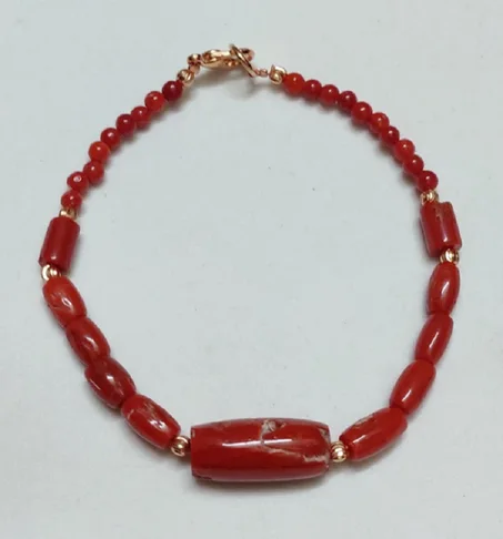Beau bracelet en corail, bracelet en corail italien 100 % naturel, bracelet en corail vintage