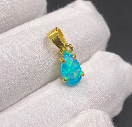 قلادة أوبال بارايبا، قلادة أوبال ناري، قلادة أوبال على شكل دمعة، قلادة مُدلاة، قلادة أوبال طبيعي، حجر ميلاد شهر أكتوبر، مجوهرات أوبال