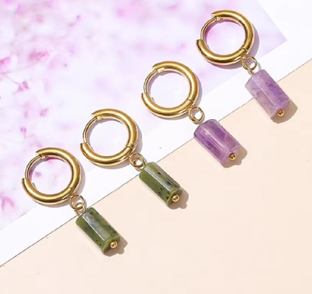 Boucles d'oreilles pendantes en forme d'aigue-marine naturelle pour femmes