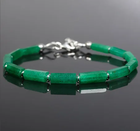 Bracelet en perles d'émeraude Tube