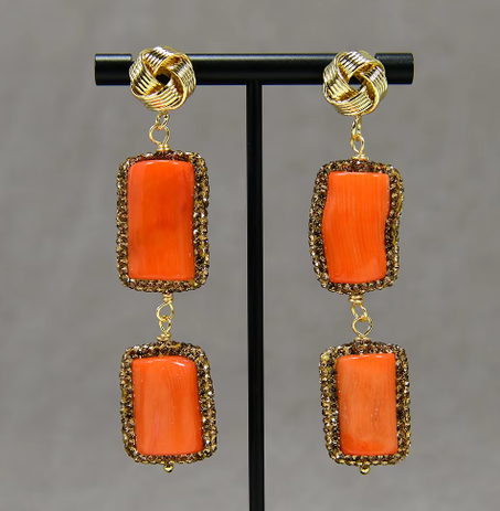 Boucles d'oreilles pendantes en corail