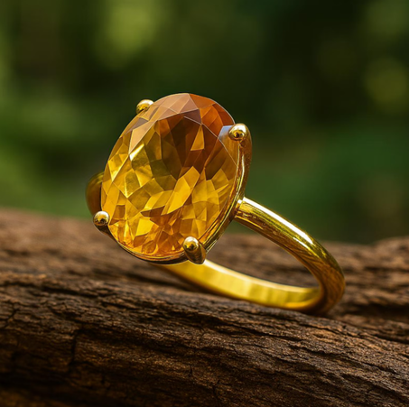 خاتم سترين بيضاوي من الذهب عيار 18 قيراطًا مطلي بالذهب: فضة إسترليني 925، بتصميم بوهيمي