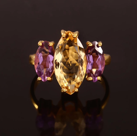 خاتم ماركيز من السترين والجمشت: خاتم من الفضة الإسترليني بأحجار متعددة