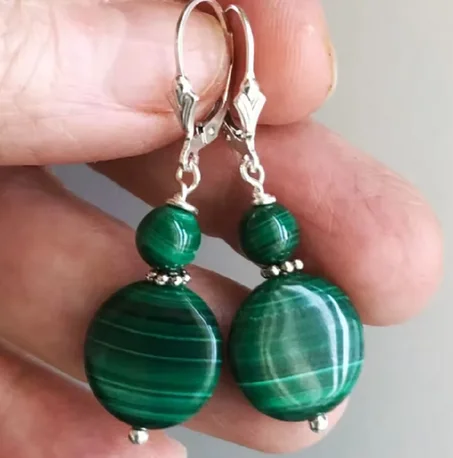 Boucles d'Oreilles en Malachite