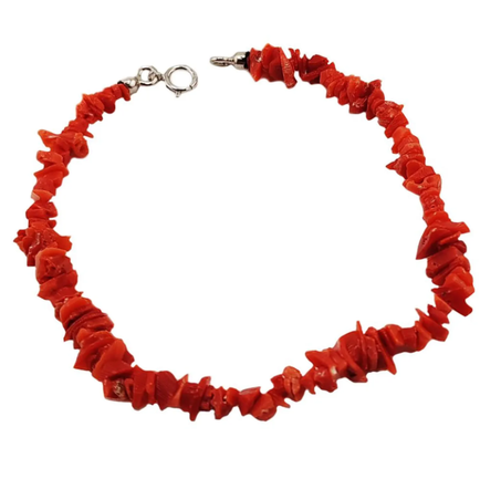 سوار كوبوليني من المرجان الأحمر المتوسطي الطبيعي الأصلي، مشبك من الفضة الإسترلينية عيار 925 مطلي بالروديوم، مصنوع يدويًا