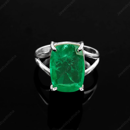 خاتم زمرد كولومبي طبيعي، خاتم خطوبة من الفضة الإسترلينية عيار 925، خاتم عتيق، خاتم آرت ديكو مصنوع يدويًا، خاتم للجنسين، هدية لها