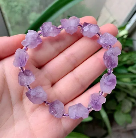 Bracelet améthyste pierres brut