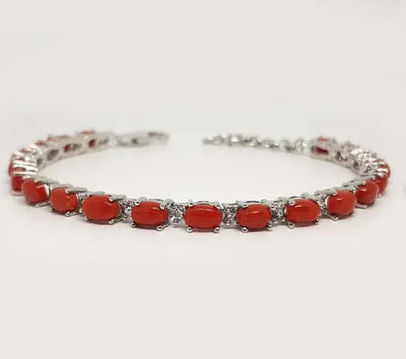 Bracelet en argent 925 et pierres corail