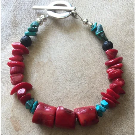 Bracelet corail rouge homme, bracelet corail femme