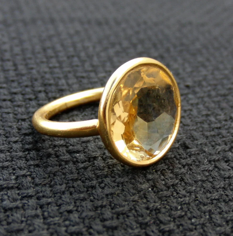 خاتم من حجر السترين الطبيعي - خاتم من الفضة الإسترلينية - خاتم مرصع بأحجار كريمة مستديرة مقاس 14 مم - خاتم نسائي - خاتم مصنوع يدويًا - خاتم عصري - خاتم وعد