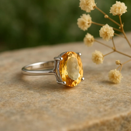 خاتم من حجر السترين الطبيعي، فضة إسترليني عيار 925، مرصع بأحجار كريمة بيضاوية القطع، مجوهرات لشهر نوفمبر، خاتم مصنوع يدويًا، هدية لها