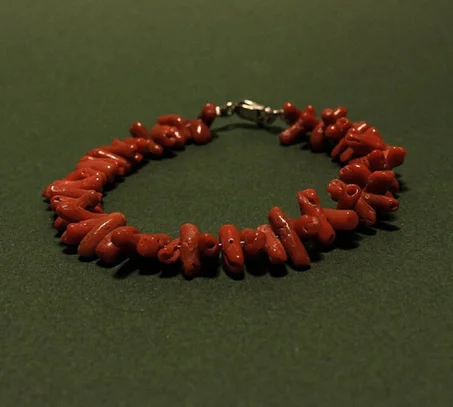 Bracelet Corail Rouge Brut Pour Femme, Bracelet En Corail Naturel
