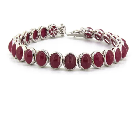سوار من الياقوت على شكل بيضاوي من الفضة عيار 925 Bracelet Rubis Forme Ovale