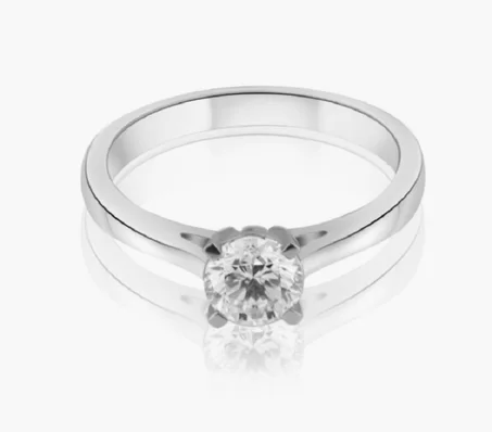 Bague solitaire Excellence Or gris 750/1000 sertie d'un Diamant