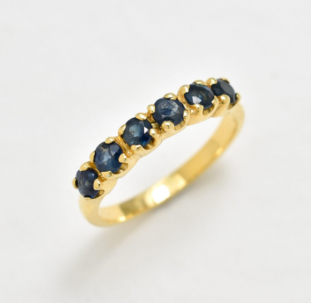 شريط من الياقوت الذهبي، خاتم من الياقوت، ياقوت طبيعي، خاتم سبتمبر، خاتم الأبدية الذهبي، شريط من الذهب عيار 18 قيراطًا، خاتم قابل للتكديس، خاتم مطلي بالذهب