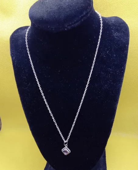 Chaine Pendentif argent et pierre Amethyste