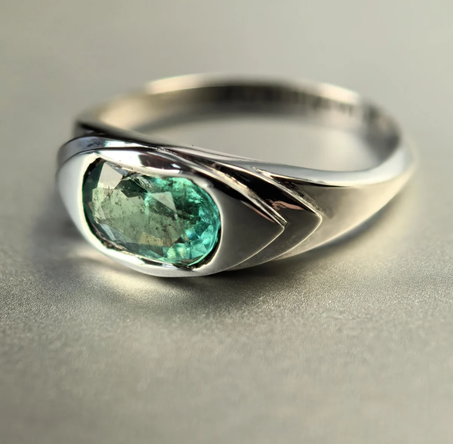 خاتم مصنوع يدويًا من الفضة الإسترلينية عيار 925 مع زمرد طبيعي، وخاتم بأحجار كريمة خضراء، وخاتم وعد لامرأة محبوبة