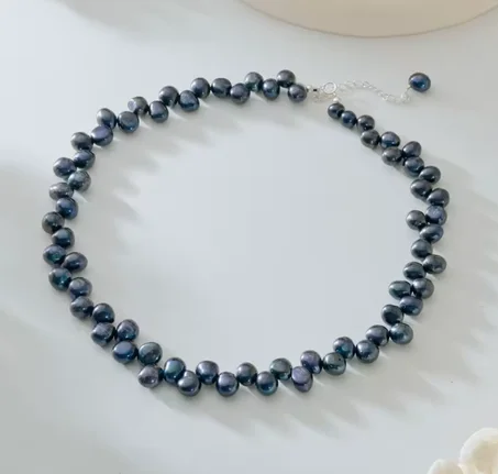 قلادة لؤلؤ عصري متشابك , مجوهرات هدية للنساء الفتيات