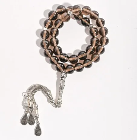 سبحة حجر كوارتز دخاني 33 خرزة