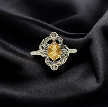 خاتم عصري من حجر السترين الطبيعي: فضة إسترليني عيار 925، طراز عتيق