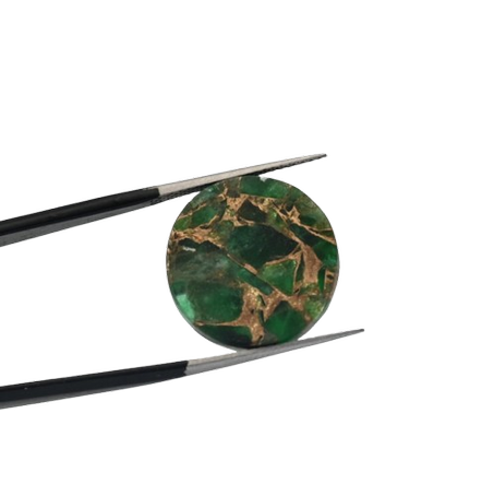 حجر زمرد كريم كابوشون ، تتخلله شوائب من النحاس