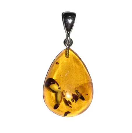 Pendentif Ambre – Goutte Argent 925