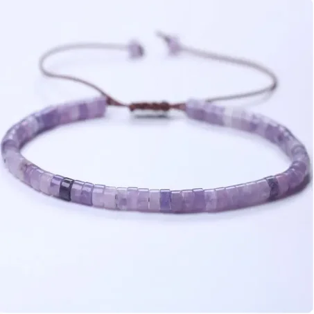 Bracelet améthyste pierre naturelle en forme disque