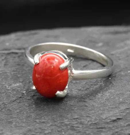 Bague argent et corail veritable