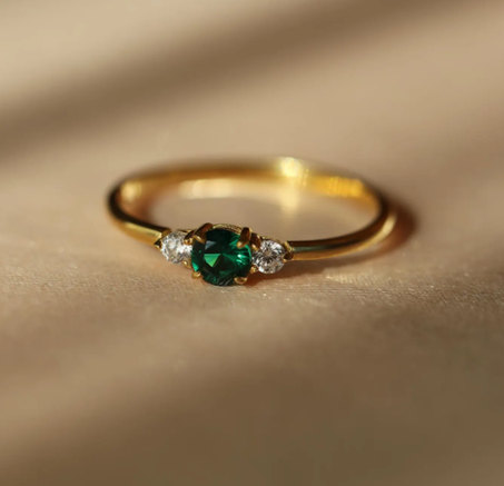 خاتم زمرد أنيق للنساء، خاتم خطوبة وزفاف من الفضة عيار 925، ذهب عيار 14/18 أو مطلي بالذهب، هدية عيد ميلاد أو ذكرى سنوية