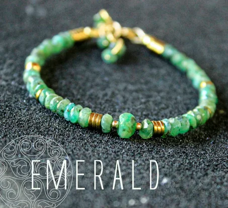 Bracelet émeraude : rempli d'or 14 carats